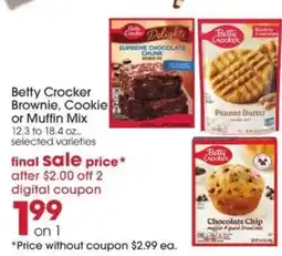 Giant Eagle Betty Crocker Brownie, Cookie or Muffin Mix offer