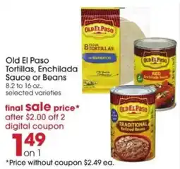 Giant Eagle Old El Paso tortillas, enchilada sauce or beans offer