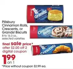 Giant Eagle Pillsbury cinnamon rolls, crescents, or grands! biscuits offer