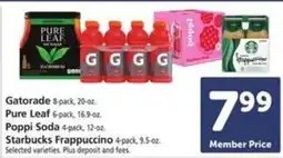 Safeway Gatorade Pure Leaf Poppi Soda Starbucks Frappuccino offer