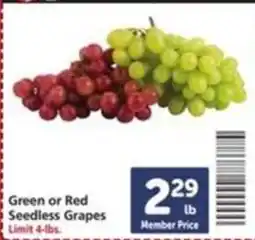 Safeway Green or Red Seedless Grapes offer