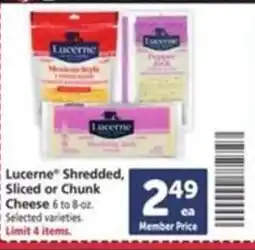 Safeway Lucerne shredded, sliced or chunk cheese offer