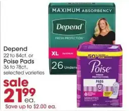 Giant Eagle Depend Poise Pads offer