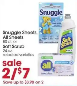 Giant Eagle Snuggle Sheets, All Sheets or Soft Scrub offer