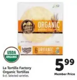 Safeway La Tortilla Factory Organic Tortillas offer