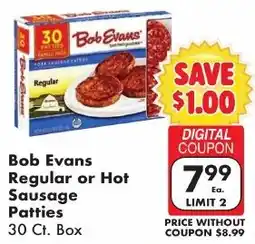 Fairplay Bob Evans Regular or Hot Sausage Patties offer