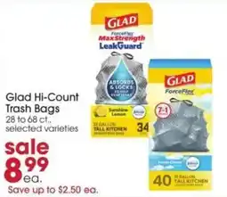 Giant Eagle Glad Hi-Count Trash Bags offer
