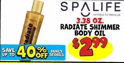 Ollie's Spalife radiate shimmer body oil offer