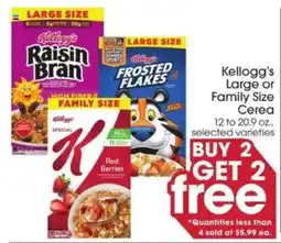 Giant Eagle Kellogg's Large or Family Size Cereal offer