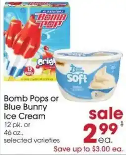Giant Eagle Bomb Pops or Blue Bunny Ice Cream offer