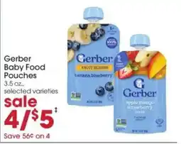 Giant Eagle Gerber baby food pouches offer