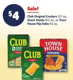 Family Dollar Club Original Crackers 13.7 oz., Snack Stacks 12.5 oz., or Town House Flip Sides 9.2 oz offer