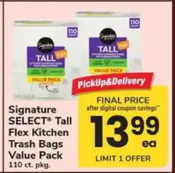 Safeway Signature SELECT Tall Flex Kitchen Trash Bags Value Pack offer