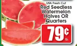 Supremo Foods Inc USA Fresh Cut Red Seedless Watermelon Halves OR Quarters offer