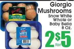 Supremo Foods Inc Giorgio Mushrooms Snow White Whole or Baby Bella offer