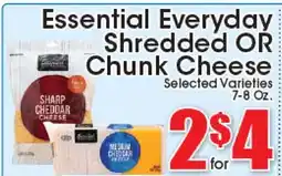 Supremo Foods Inc Essential Everyday Shredded OR Chunk Cheese offer