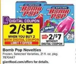Giant Food Bomb Pop Novelties offer