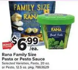 Giant Food Rana Family Size Pasta or Pesto Sauce offer