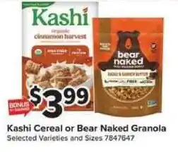 Giant Food Kashi Cereal or Bear Naked Granola offer