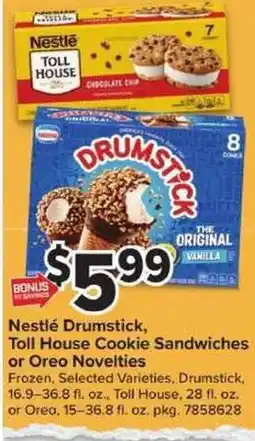 Giant Food Nestlé Drumstick, Toll House Cookie Sandwiches or Oreo Novelties offer