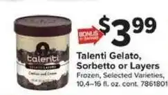 Giant Food Talenti Gelato, Sorbetto or Layers offer