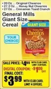 Super Fresh General Mills Giant Size Cereal offer