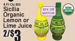 Super Fresh Sicilia Organic Lemon or Lime Juice offer