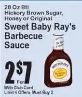 Super Fresh Sweet Baby Ray's Barbecue Sauce offer