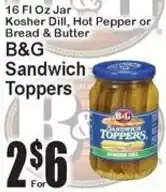 Super Fresh B&G sandwich toppers offer