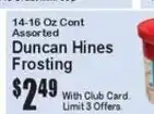Super Fresh Duncan Hines frosting offer