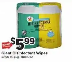 Giant Food Giant Disinfectant Wipes offer