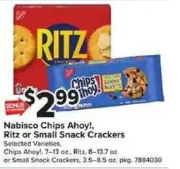 Giant Food Nabisco Chips Ahoy!, Ritz or Small Snack Crackers offer