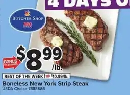 Giant Food Butcher Shop Boneless New York Strip Steak offer