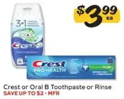 Winn Dixie Crest or Oral B Toothpaste or Rinse offer