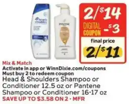 Winn Dixie Head & Shoulders Shampoo or Conditioner or Pantene Shampoo or Conditioner offer