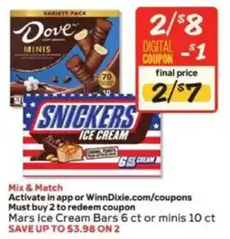 Winn Dixie Dove Minis offer