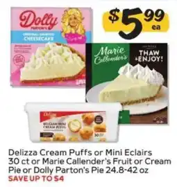 Winn Dixie Delizza Cream Puffs or Mini Eclairs or Marie Callender's Fruit or Cream Pie or Dolly Parton's Pie offer