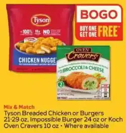 Winn Dixie Tyson Breaded Chicken or Burgers or Impossible Burger or Koch Oven Cravers offer