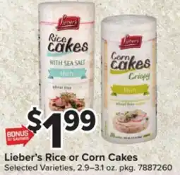 Giant Food Lieber's Rice or Corn Cakes offer