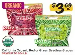 Winn Dixie Razzle Dazzle California Organic Red or Green Seedless Grapes offer
