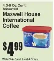 Super Fresh Maxwell House International Coffee offer