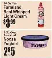 Super Fresh Farmland real whipped light cream offer