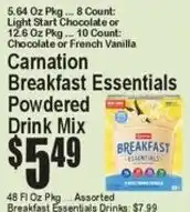 Super Fresh Carnation breakfast essentials powdered drink mix offer