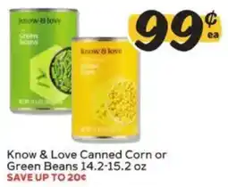 Winn Dixie Know & Love Canned Corn or Green Beans offer