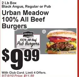 Super Fresh Urban Meadow 100% All Beef Burgers offer
