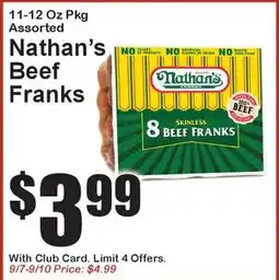 Super Fresh Nathan's Beef Franks offer
