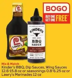 Winn Dixie Kinder's BBQ, Dip Sauces, Wing Sauces or Lawry's Marinades offer