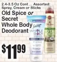 Super Fresh Old Spice Secret Whole Body Deodorant offer