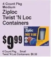 Super Fresh Ziploc twist 'n loc containers offer