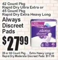 Super Fresh Always Discreet Pads offer